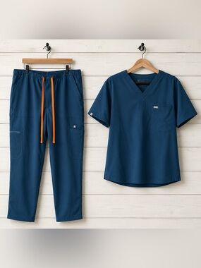 FIGS dark teal Medical Scrub Pants with Contrast Drawstring